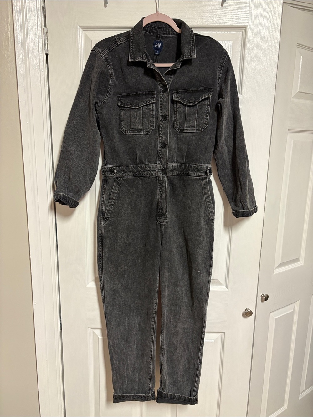 GAP Black Washed Denim Jumpsuit